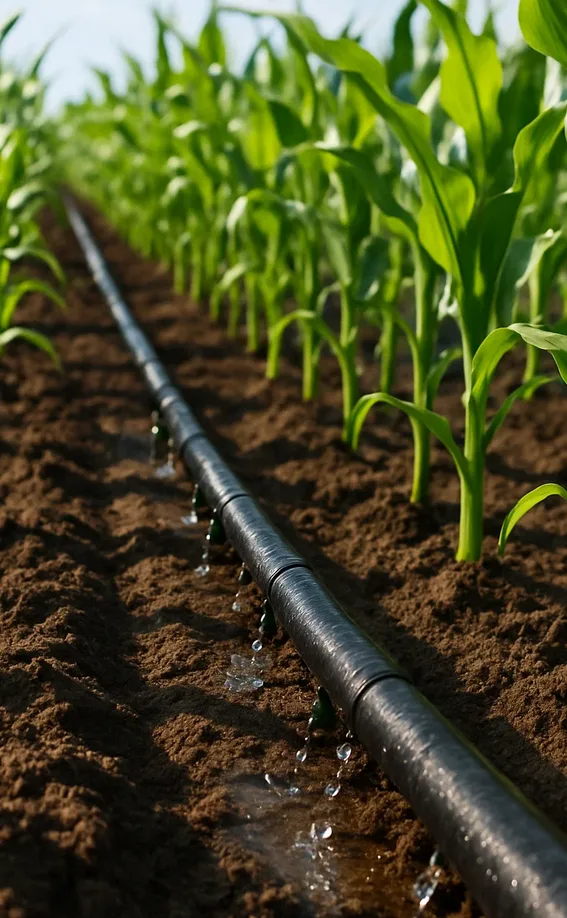 Farmer operating solar drip irrigation system